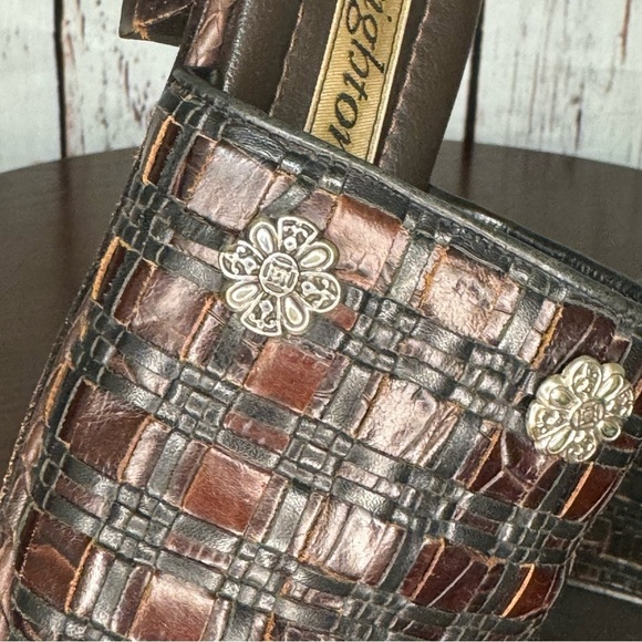 BRIGHTON women’s woven leather slides thongs sandals multi tone brown size 6 GUC - Picture 8 of 16